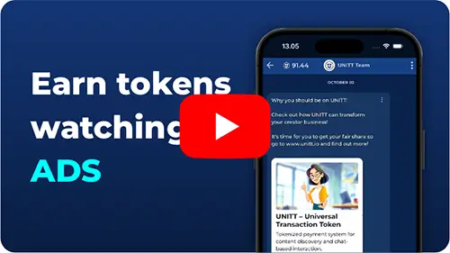 Earn UNITT tokens by watching ads